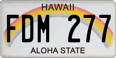 HI license plate FDM277