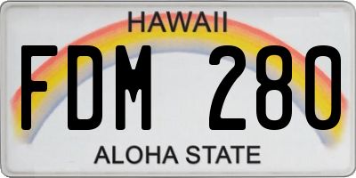 HI license plate FDM280