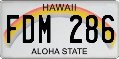 HI license plate FDM286