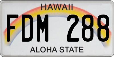 HI license plate FDM288