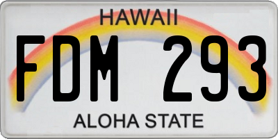 HI license plate FDM293