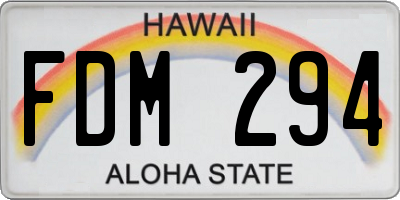 HI license plate FDM294