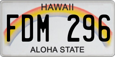 HI license plate FDM296
