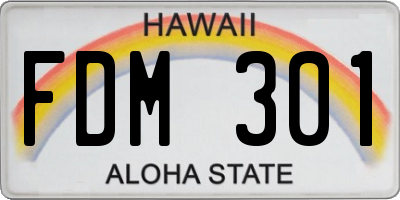 HI license plate FDM301