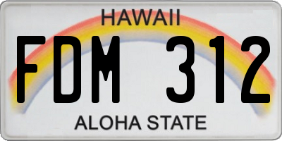 HI license plate FDM312