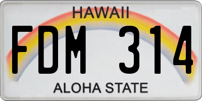 HI license plate FDM314