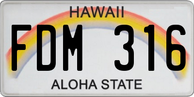 HI license plate FDM316