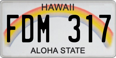 HI license plate FDM317
