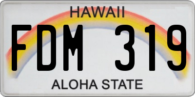 HI license plate FDM319