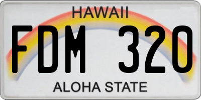 HI license plate FDM320