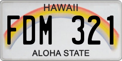 HI license plate FDM321