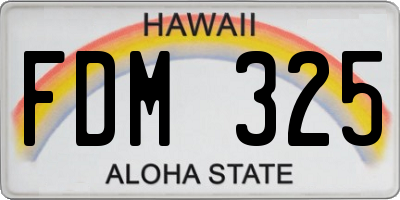 HI license plate FDM325