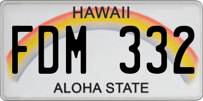HI license plate FDM332
