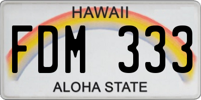 HI license plate FDM333