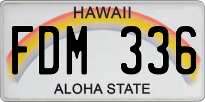 HI license plate FDM336