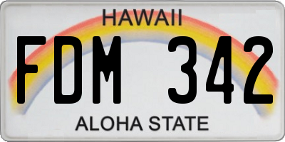 HI license plate FDM342