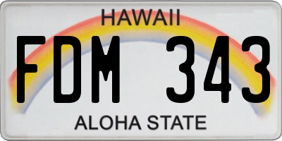 HI license plate FDM343
