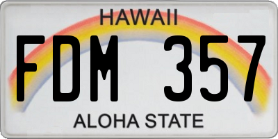 HI license plate FDM357