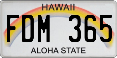 HI license plate FDM365