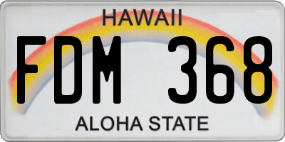 HI license plate FDM368