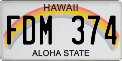 HI license plate FDM374