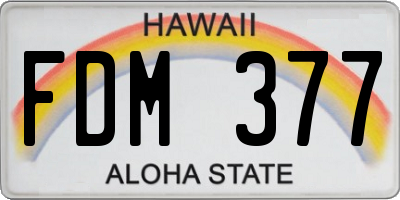 HI license plate FDM377