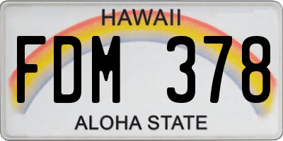 HI license plate FDM378