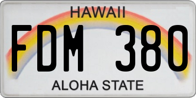 HI license plate FDM380