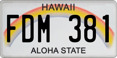HI license plate FDM381