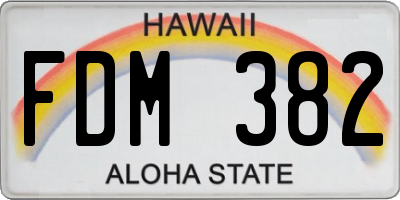 HI license plate FDM382