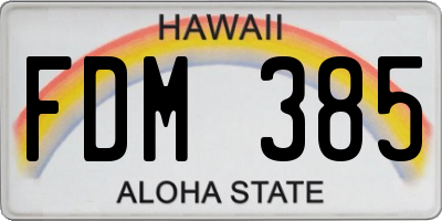 HI license plate FDM385