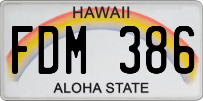 HI license plate FDM386