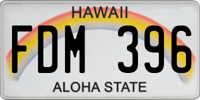 HI license plate FDM396