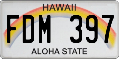 HI license plate FDM397