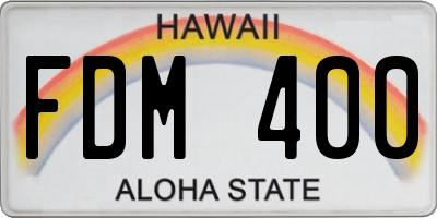 HI license plate FDM400