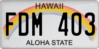 HI license plate FDM403