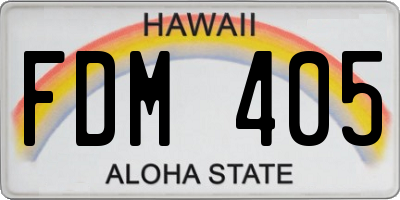 HI license plate FDM405