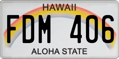 HI license plate FDM406