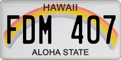 HI license plate FDM407