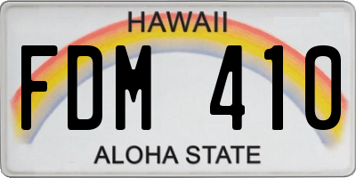 HI license plate FDM410