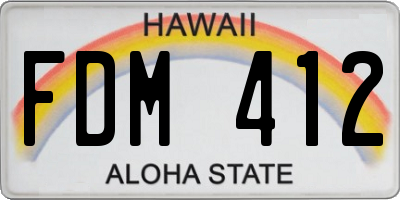 HI license plate FDM412