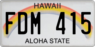 HI license plate FDM415