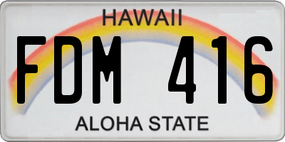 HI license plate FDM416