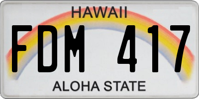 HI license plate FDM417