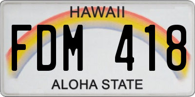 HI license plate FDM418