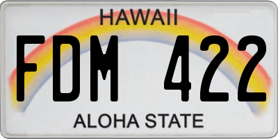 HI license plate FDM422