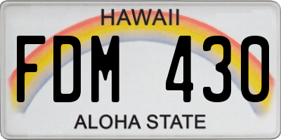 HI license plate FDM430