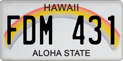 HI license plate FDM431