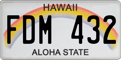 HI license plate FDM432