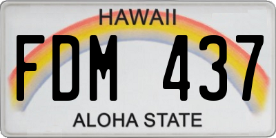 HI license plate FDM437